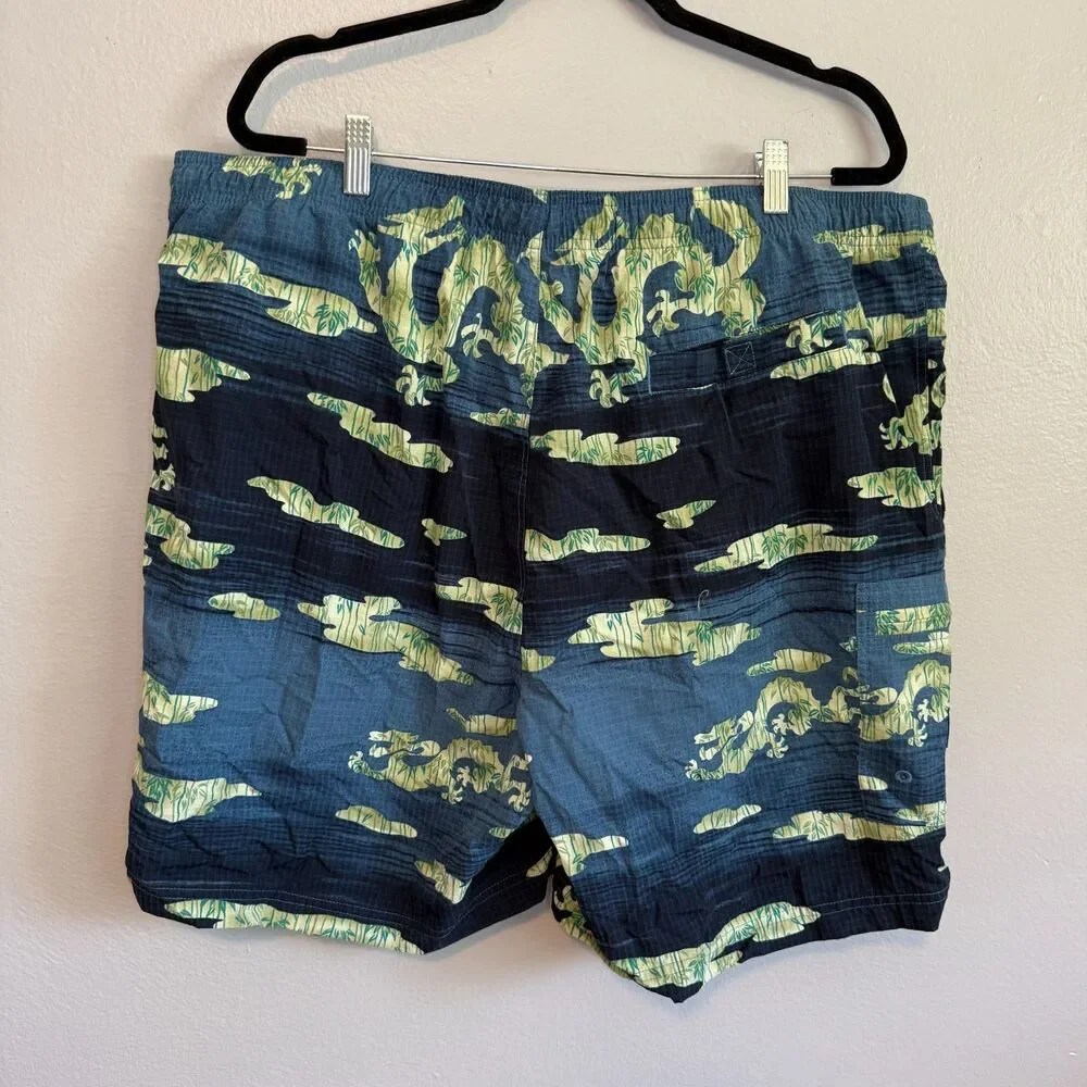 VTG Tommy Bahama Men's Chinese Dragon Print Blue Green Swim Trunks Shorts XXL